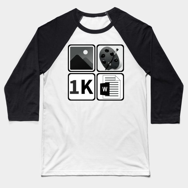 A Picture Paints A Thousand Words Icon Design T-Shirt (In Black and White) Baseball T-Shirt by G-Design